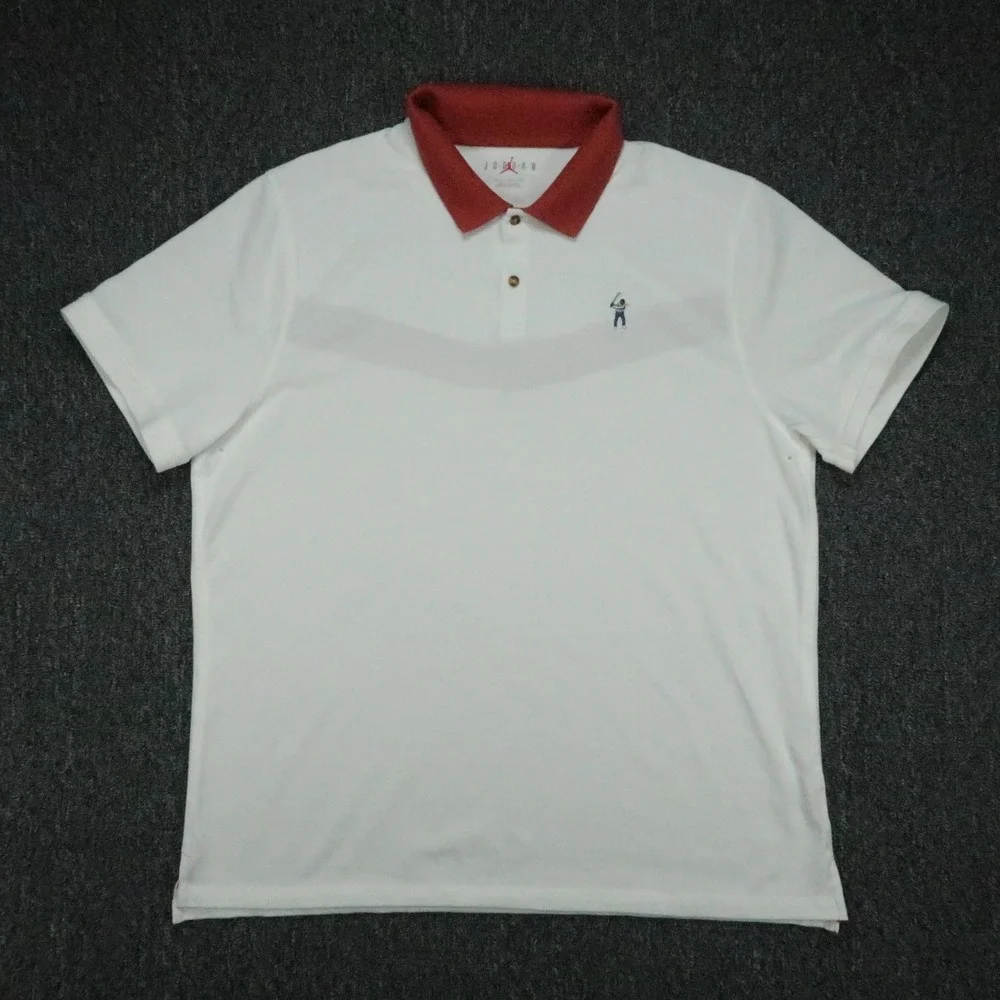 Jordan Shirt Mens XL White Red Eastside Golf Polo Short Sleeve Performance